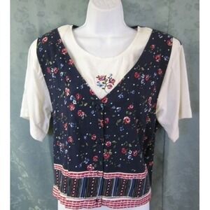 VTG 90's Capacity Layered Look Top Size Small Floral Print Romantic Shirt